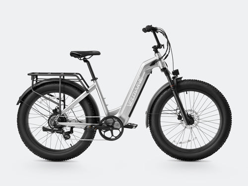 VELOWAVE Electric_Bicycles Silver Ranger Step-Thru 2.0 Electric Bike#color_silver
